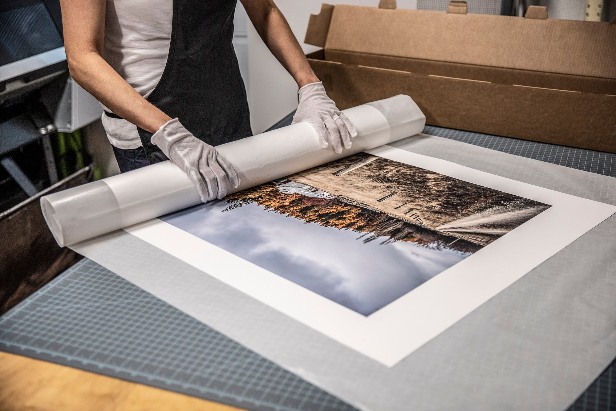 Tadd Myers getting ready to ship the print