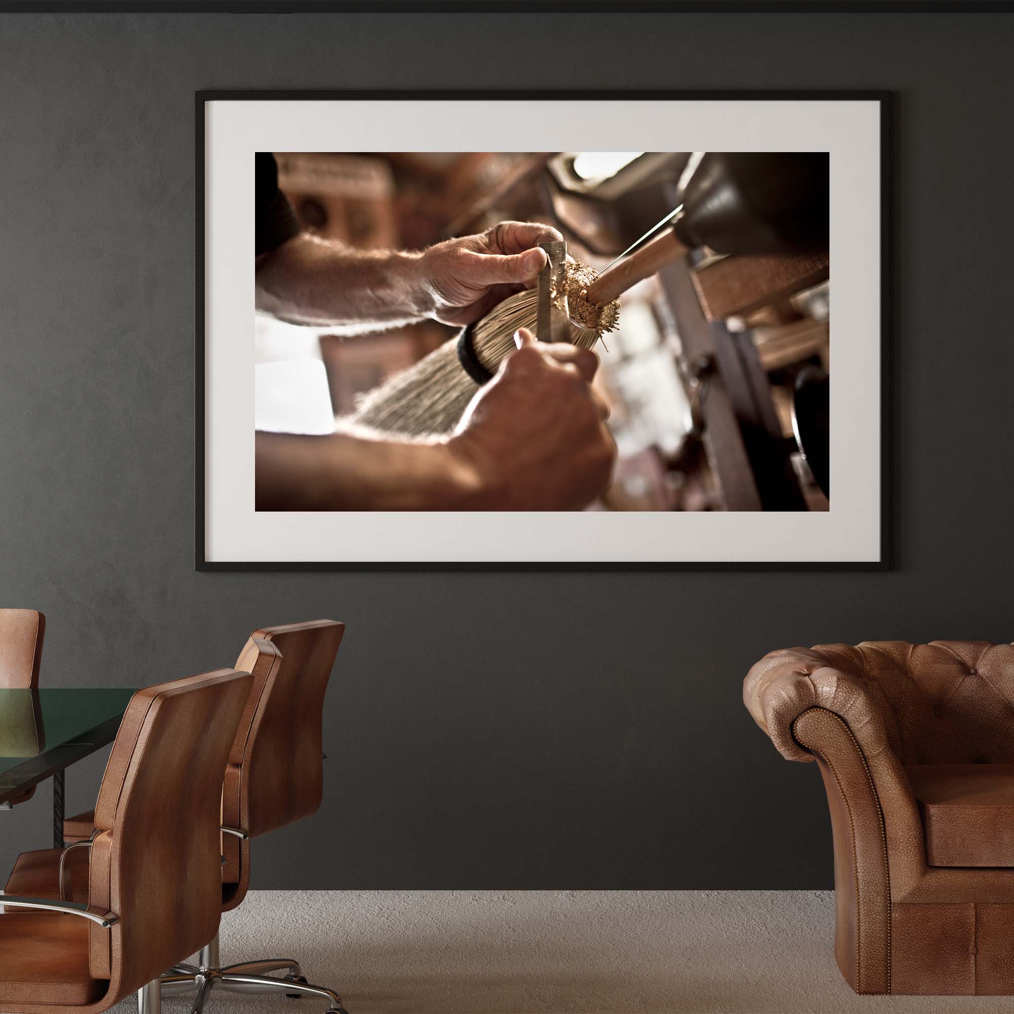 Tadd Myers, handcrafted broom photograph on a wall