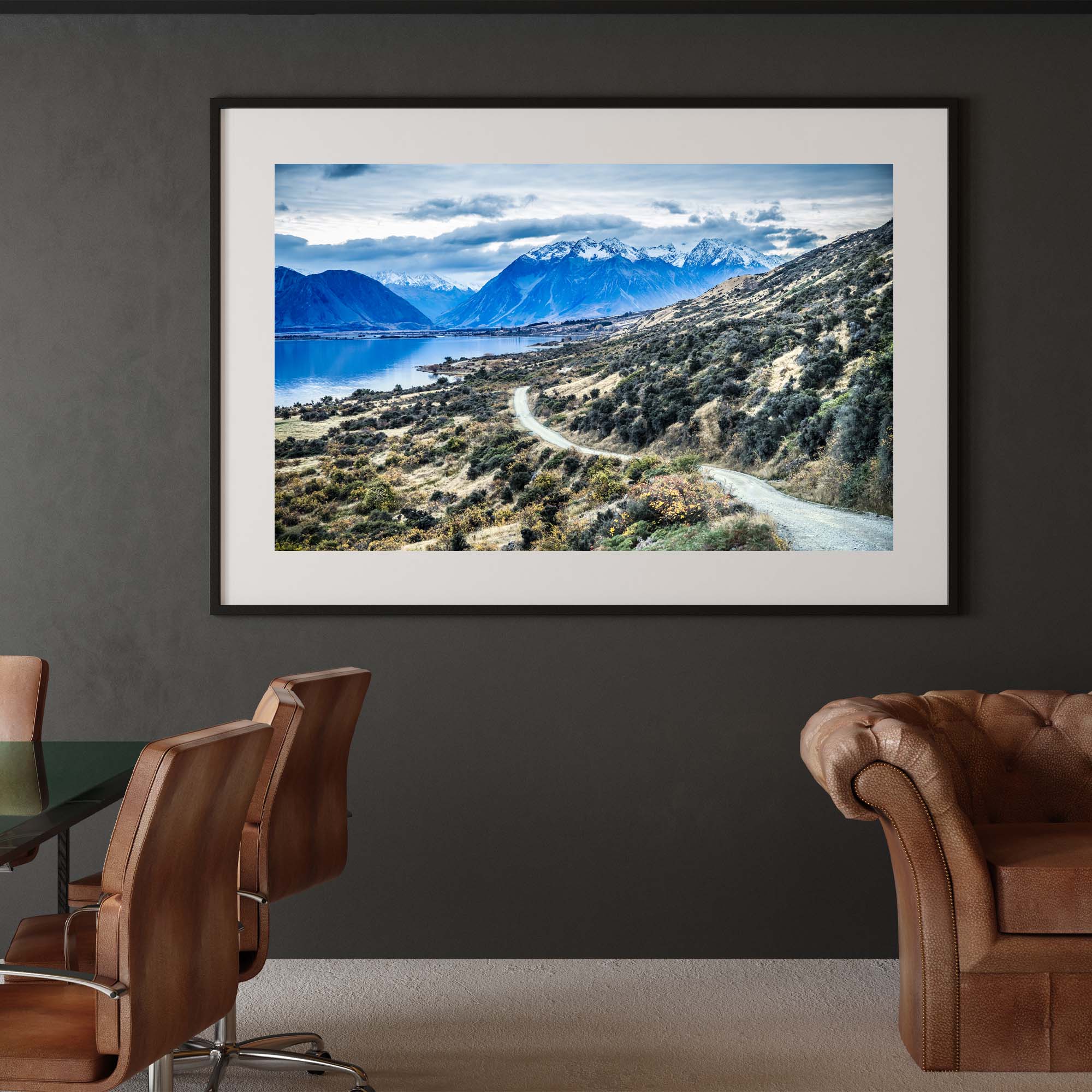 The road leading to Lake Ruataniwha, New Zealand print. Photographed by Tadd Myers