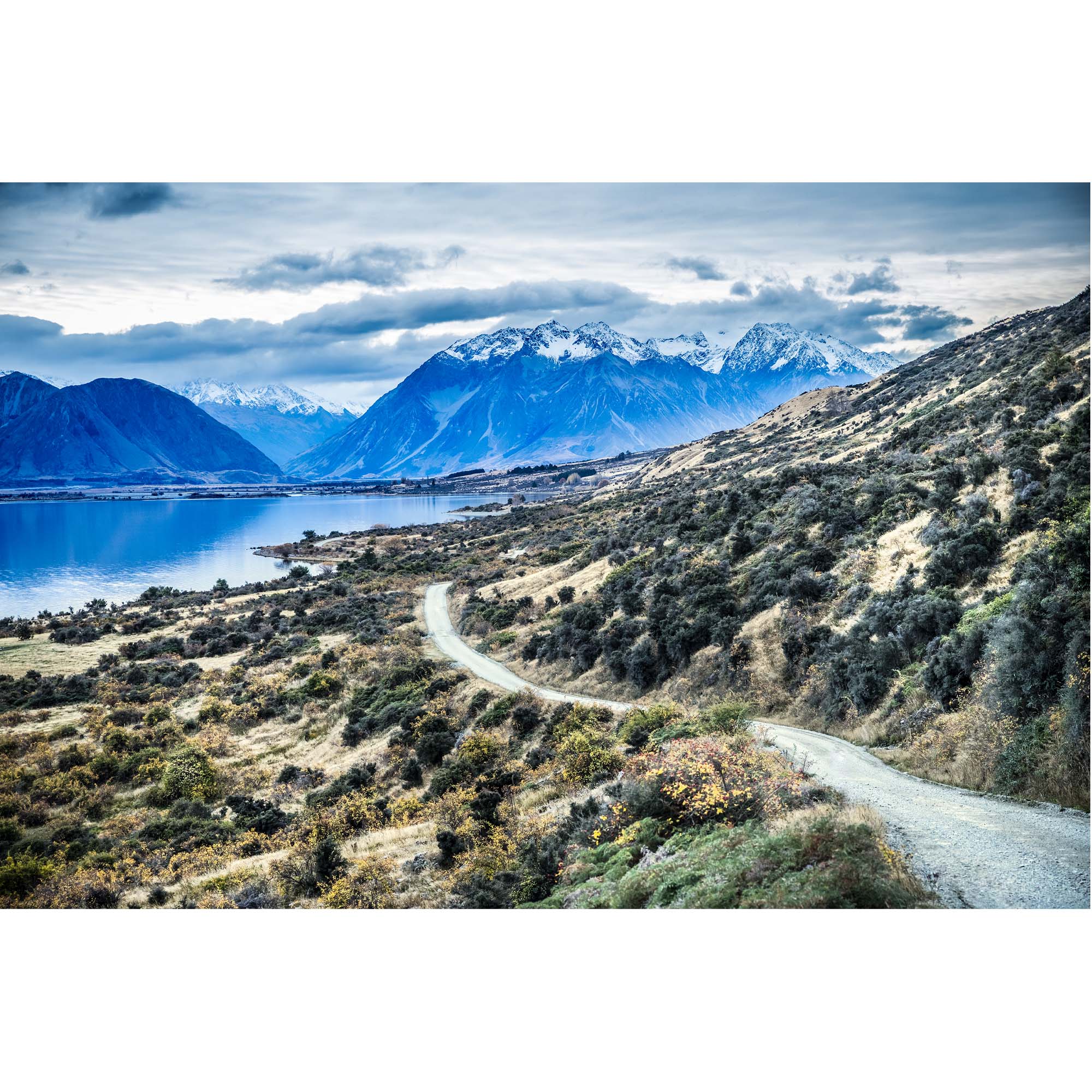 The road leading to Lake Ruataniwha, New Zealand print. Photographed by Tadd Myers
