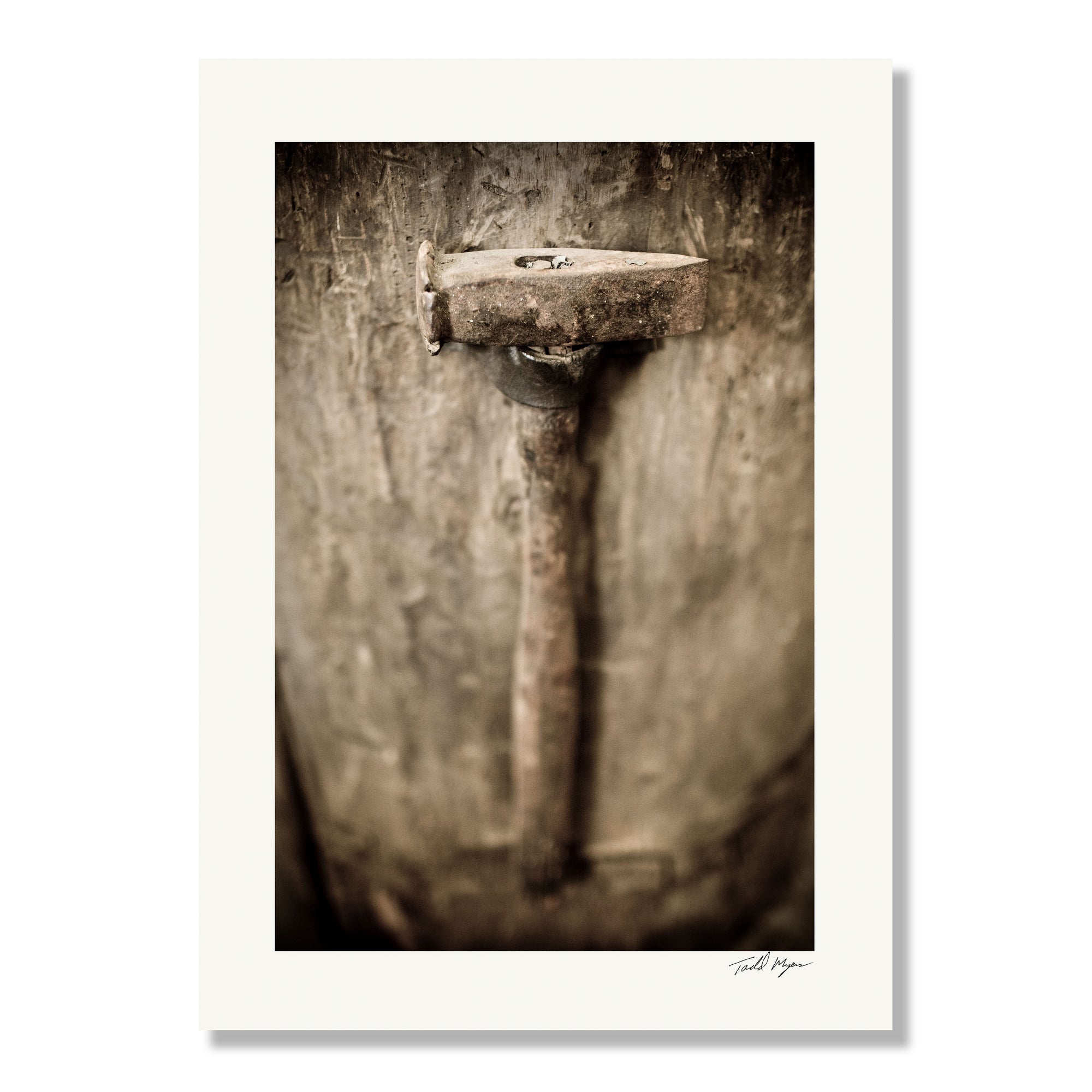 Tadd Myers, Singles - hammer in a leather strap on a post photo print